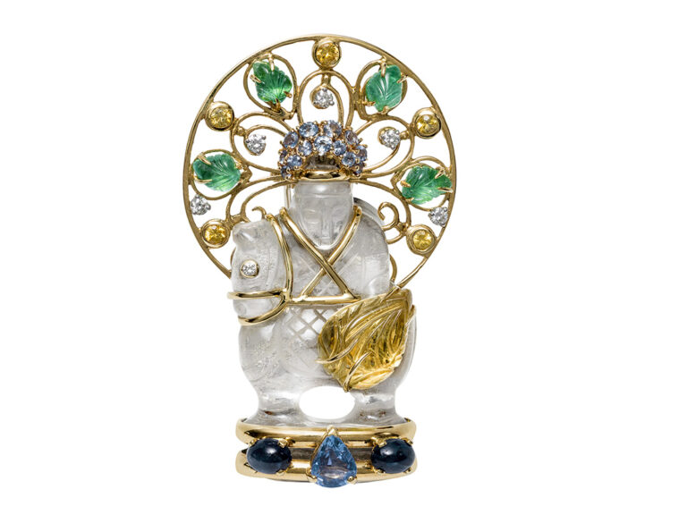 S SCHEPPS Rock Crystal Chessman Pin