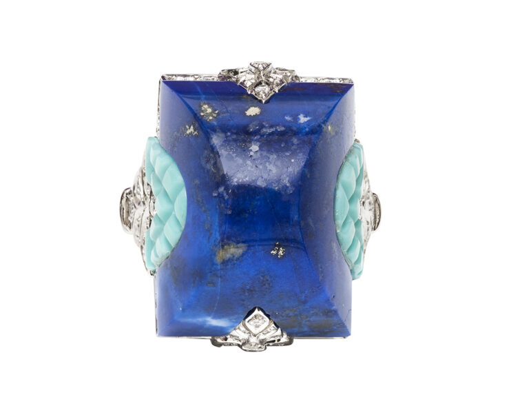 Lapis / Turquoise / Diamond Dome Ring