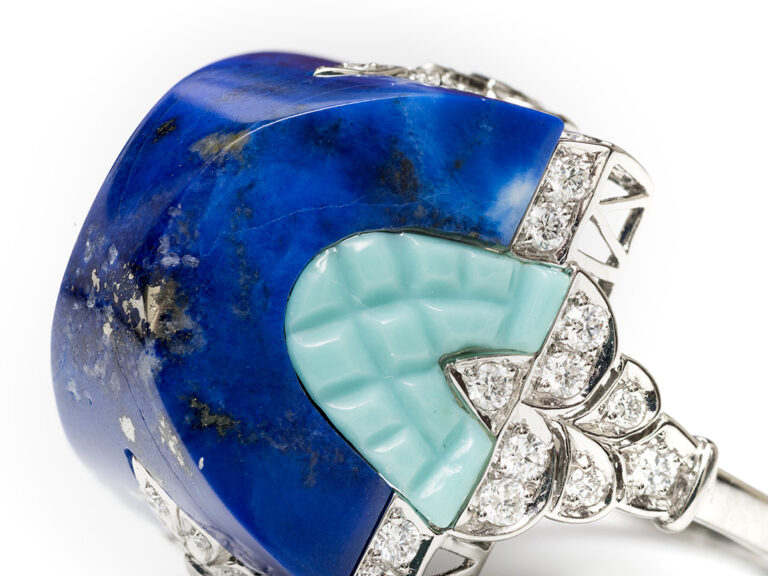 Lapis / Turquoise / Diamond Dome Ring - Image 4