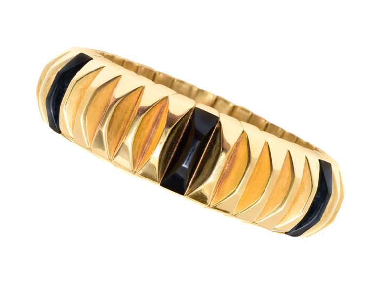 18K Onyx Bracelet Ridged Bracelet