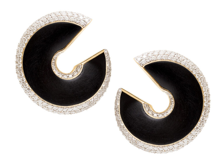 VHERNIER Verso 18k YG Diamond / Jet Earrings