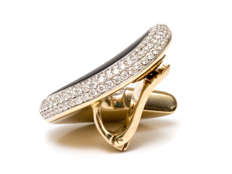 VHERNIER Verso 18k YG Diamond / Jet Earrings - Image 5