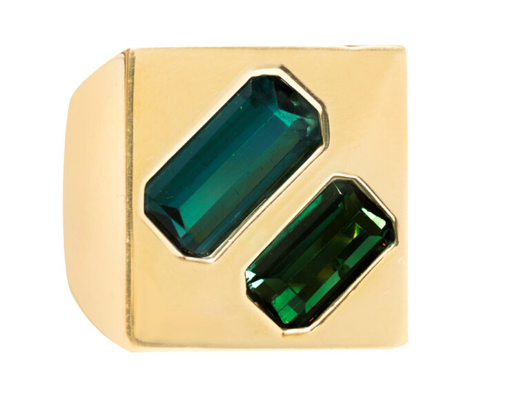 18k Vintage Geometrical Tourmaline Ring