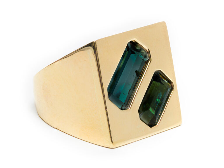 18k Vintage Geometrical Tourmaline Ring - Image 3
