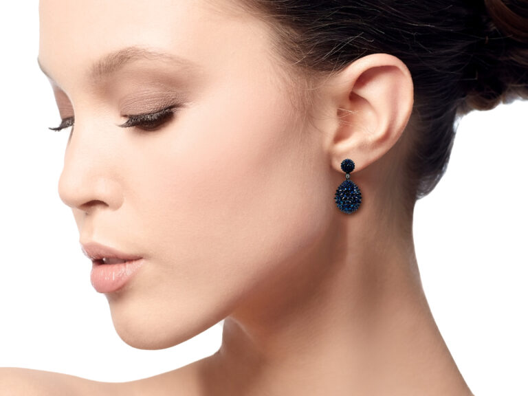 UMRAO Blue Sapphire / Diamond Reverse Setting Earrings - Image 2