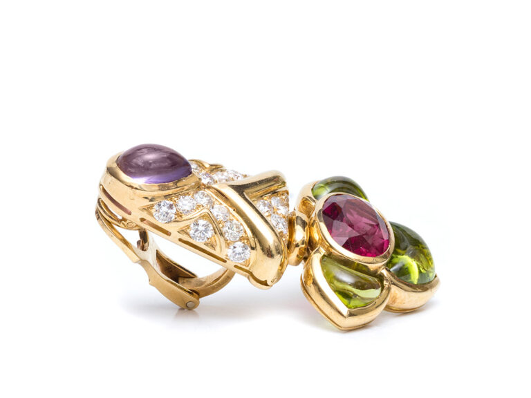 BULGARI 18k Diamond / Tourmaline / Peridot / Amethyst Earrings - Image 3