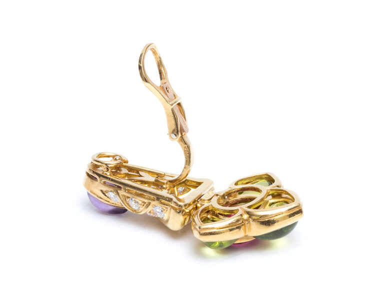 BULGARI 18k Diamond / Tourmaline / Peridot / Amethyst Earrings - Image 4