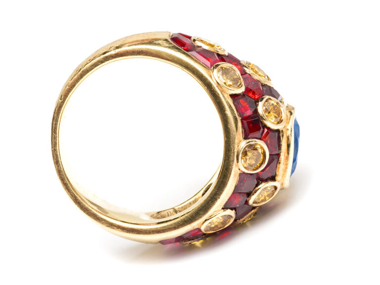 18k Sapph/Ruby/Vivid Diamond Ring - Image 3