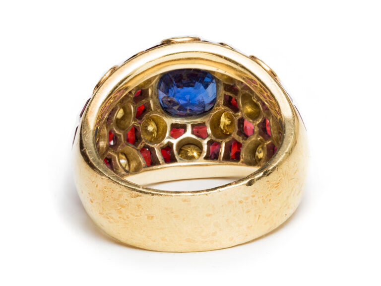 18k Sapph/Ruby/Vivid Diamond Ring - Image 4