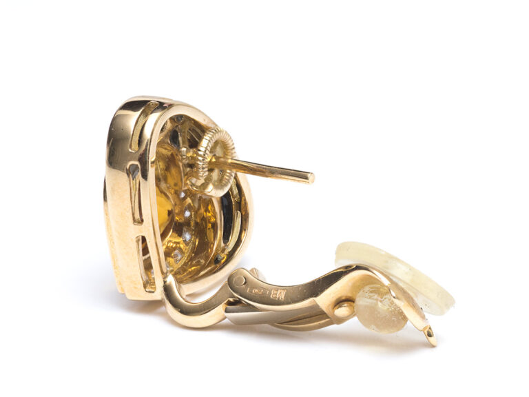 MARINA B Dia / Citrine / Tourmaline / Onyx Heart Earrings - Image 4