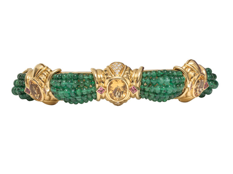 RCM 18k YG Dia / Emerald / Citrine / Pink Tourm Collar