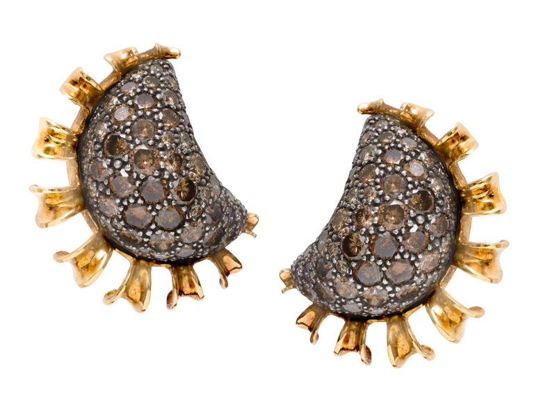 MARILYN COOPERMAN  Colored Diamond Half Moon Earrings