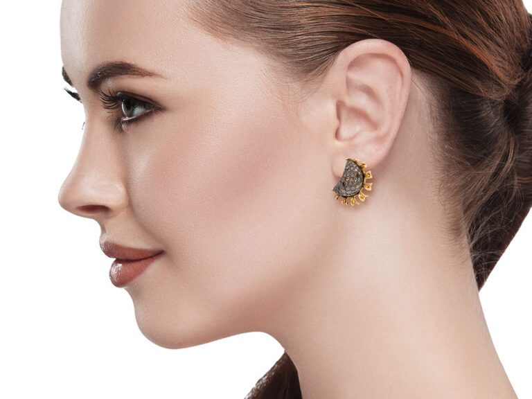 MARILYN COOPERMAN  Colored Diamond Half Moon Earrings - Image 2