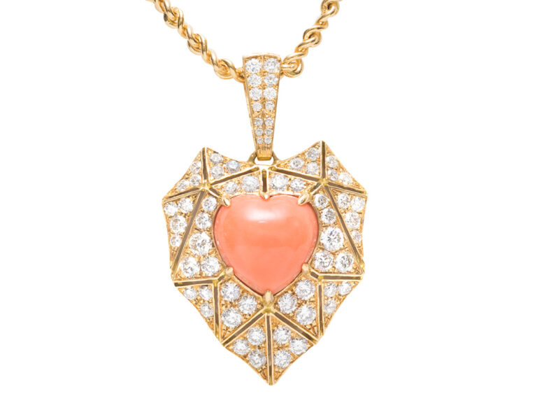 BULGARI 18k Coral Diamond Pdt Chain