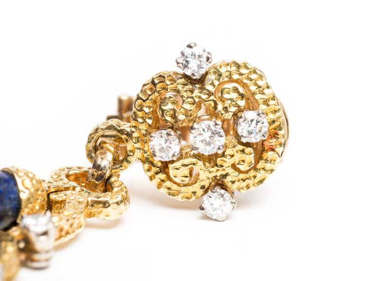 VOURAKIS Gold Lapis Diamond Earclips - Image 3