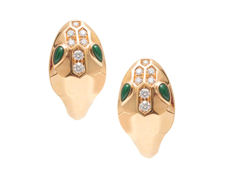 BULGARI Serpenti Diamond/Malachite Earrings