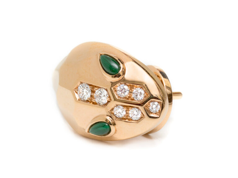 BULGARI Serpenti Diamond/Malachite Earrings - Image 6