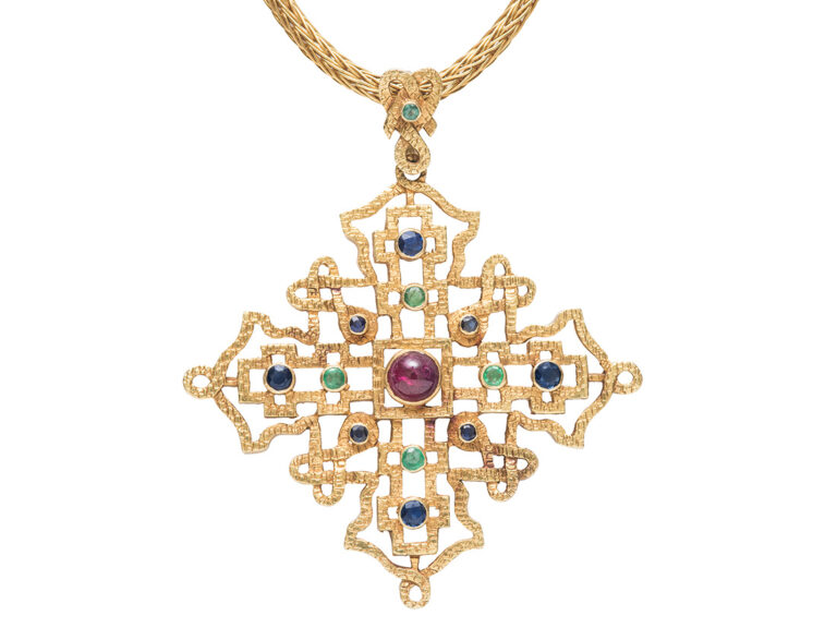 LALAOUNIS Gemset Maltese Cross Necklace