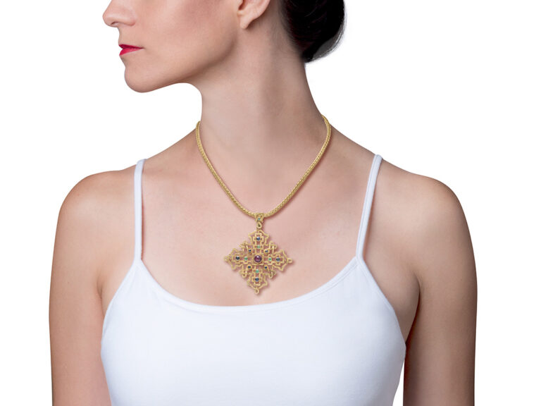 LALAOUNIS Gemset Maltese Cross Necklace - Image 2