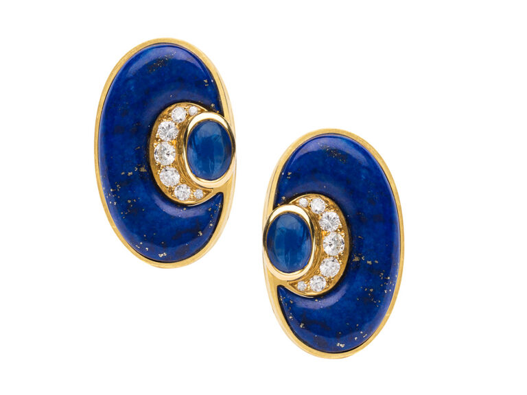 BULGARI Lapis, Diamond, Sapphire Earrings