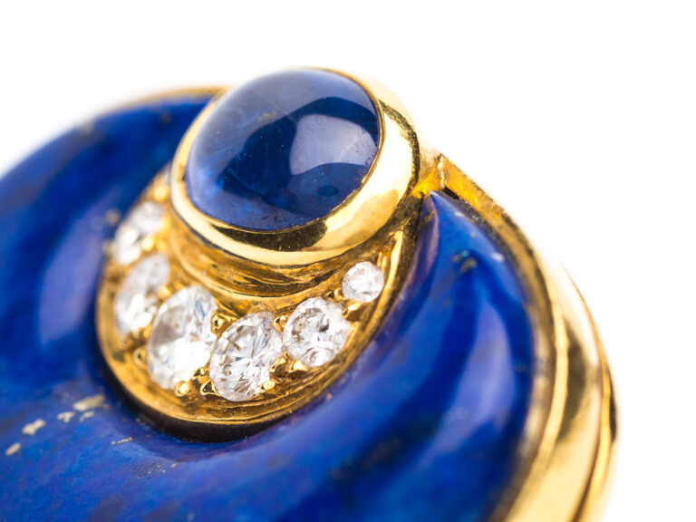 BULGARI Lapis, Diamond, Sapphire Earrings - Image 4
