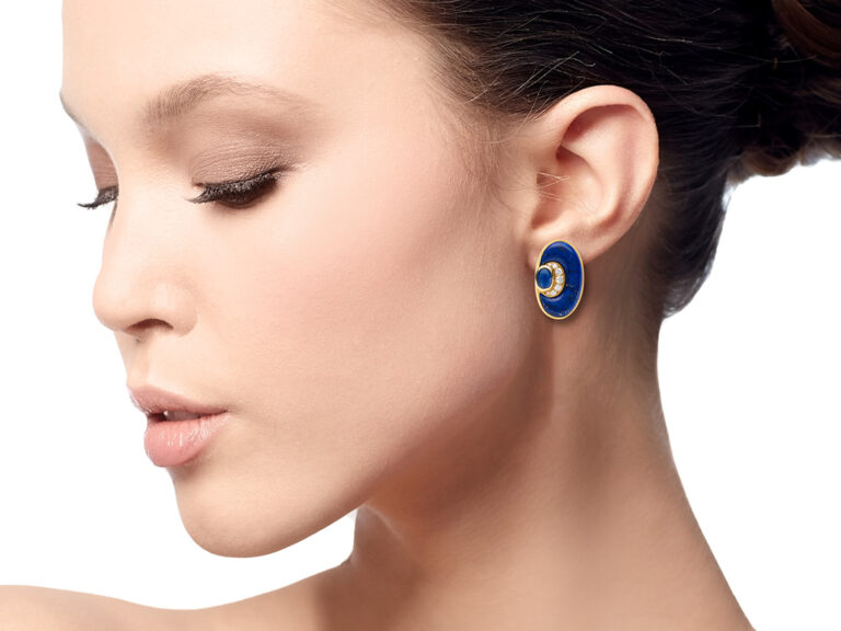BULGARI Lapis, Diamond, Sapphire Earrings - Image 2