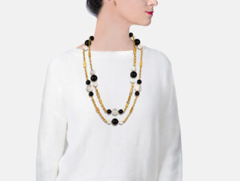 BULGARI 18k Onyx/Crystal Necklace - Image 2
