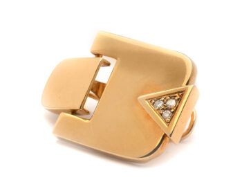 14K Yellow Gold and Diamond Tag Earrings - Image 3