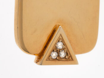 14K Yellow Gold and Diamond Tag Earrings - Image 5