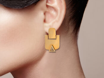 14K Yellow Gold and Diamond Tag Earrings - Image 2