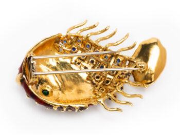 CIPULLO / CARTIER Sapphire/Dia/Emerald Enamel Fish 18k Brooch - Image 3