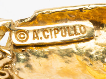 CIPULLO / CARTIER Sapphire/Dia/Emerald Enamel Fish 18k Brooch - Image 5