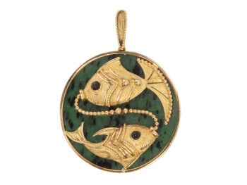 Jean & Pierre Bellin Zoisite Onyx Pisces 18k Pendant