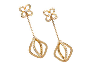 18k Gold Diamond "Cage"Drop Earrings