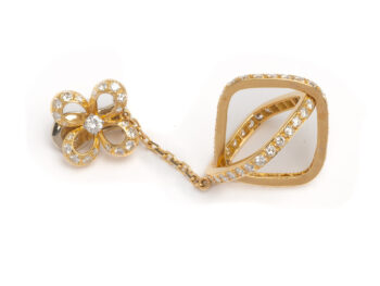 18k Gold Diamond "Cage"Drop Earrings - Image 3