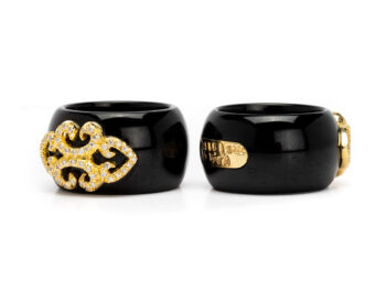 Henry Dunay Black Jade/Diamond Rings (2) - Image 3