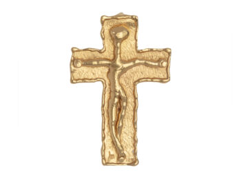 J. MAHIE 22k Cross Pdt. w/sculptural figure