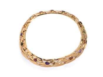 18K Large Link Gemstone Necklace