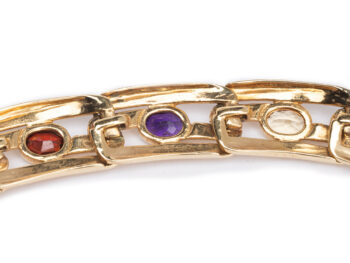 18K Large Link Gemstone Necklace - Image 8